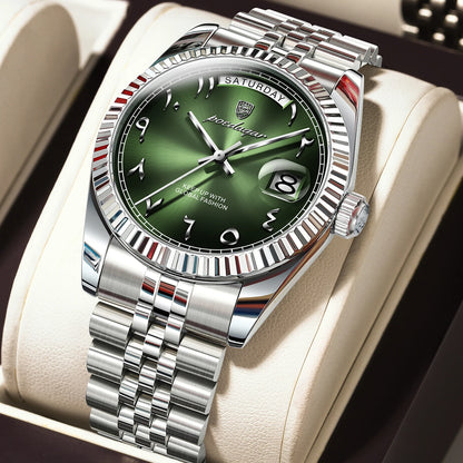 POEDAGAR Original Trendy Male Clock Waterproof Date Week Fashion Men's Watch Stainless Steel Luxury Quartz Watches For Men Reloj