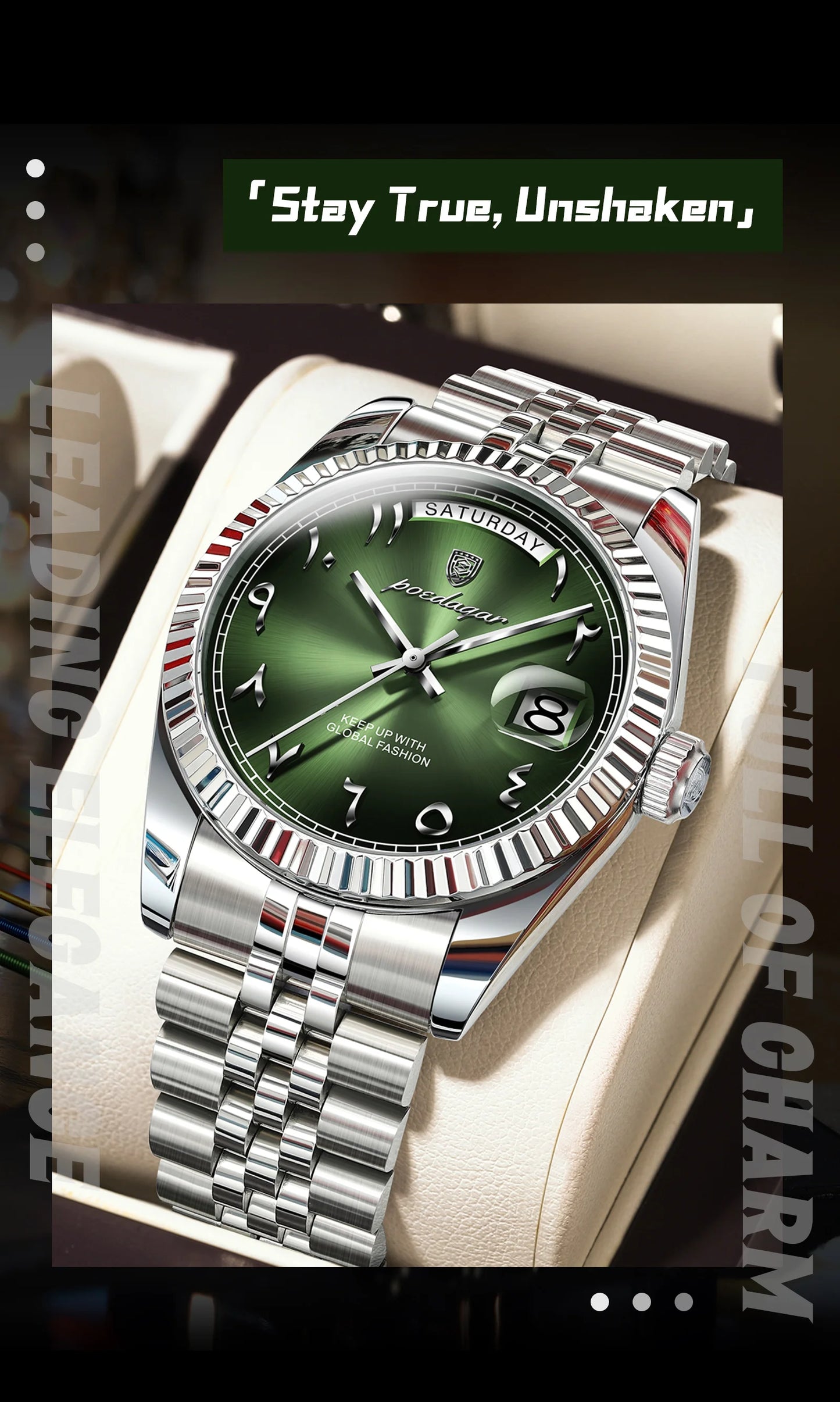 POEDAGAR Fashion High Quality Men Clock Waterproof Date Week Watch For Man Stainless Steel Luxury Quartz Men's Watches Reloj+Box