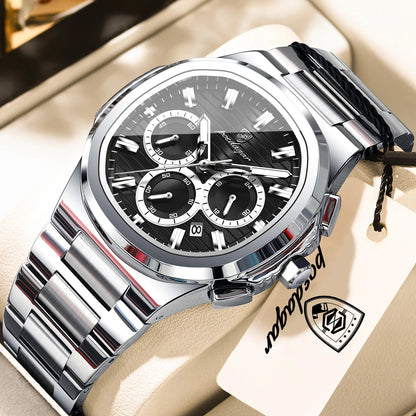 POEDAGAR Top High Quality Man Watch Luminous Waterproof Stainless Steel Men Clock Date Chronograph Quartz Business Men's Watches