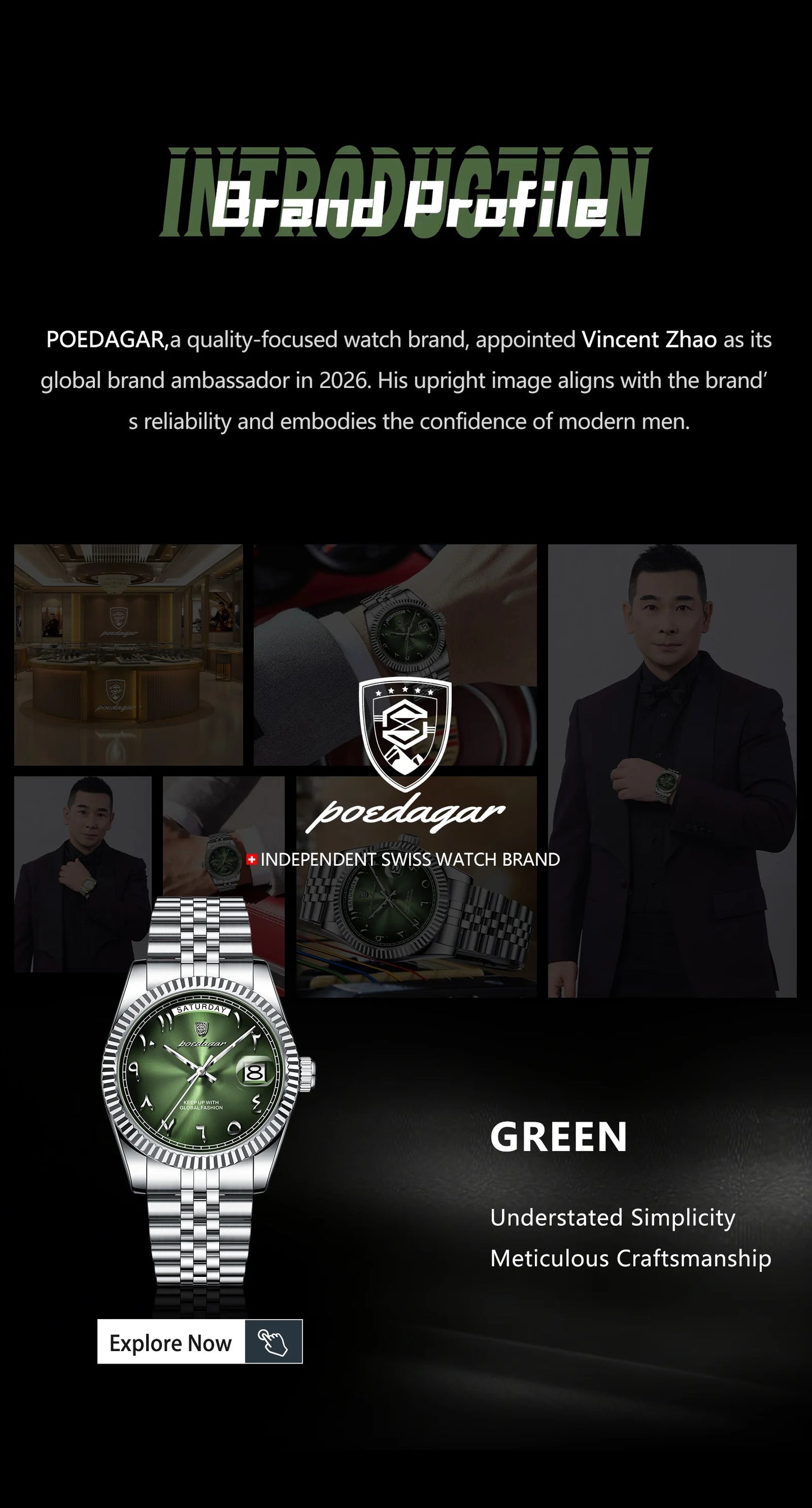 POEDAGAR Fashion High Quality Men Clock Waterproof Date Week Watch For Man Stainless Steel Luxury Quartz Men's Watches Reloj+Box