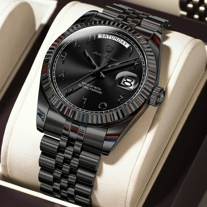POEDAGAR Original Trendy Male Clock Waterproof Date Week Fashion Men's Watch Stainless Steel Luxury Quartz Watches For Men Reloj