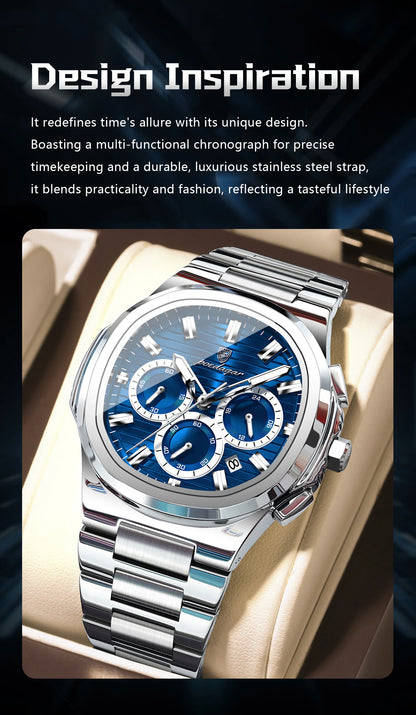 POEDAGAR Top High Quality Man Watch Luminous Waterproof Stainless Steel Men Clock Date Chronograph Quartz Business Men's Watches
