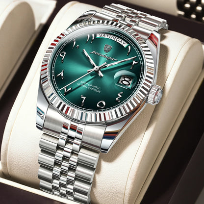 POEDAGAR Original Trendy Male Clock Waterproof Date Week Fashion Men's Watch Stainless Steel Luxury Quartz Watches For Men Reloj