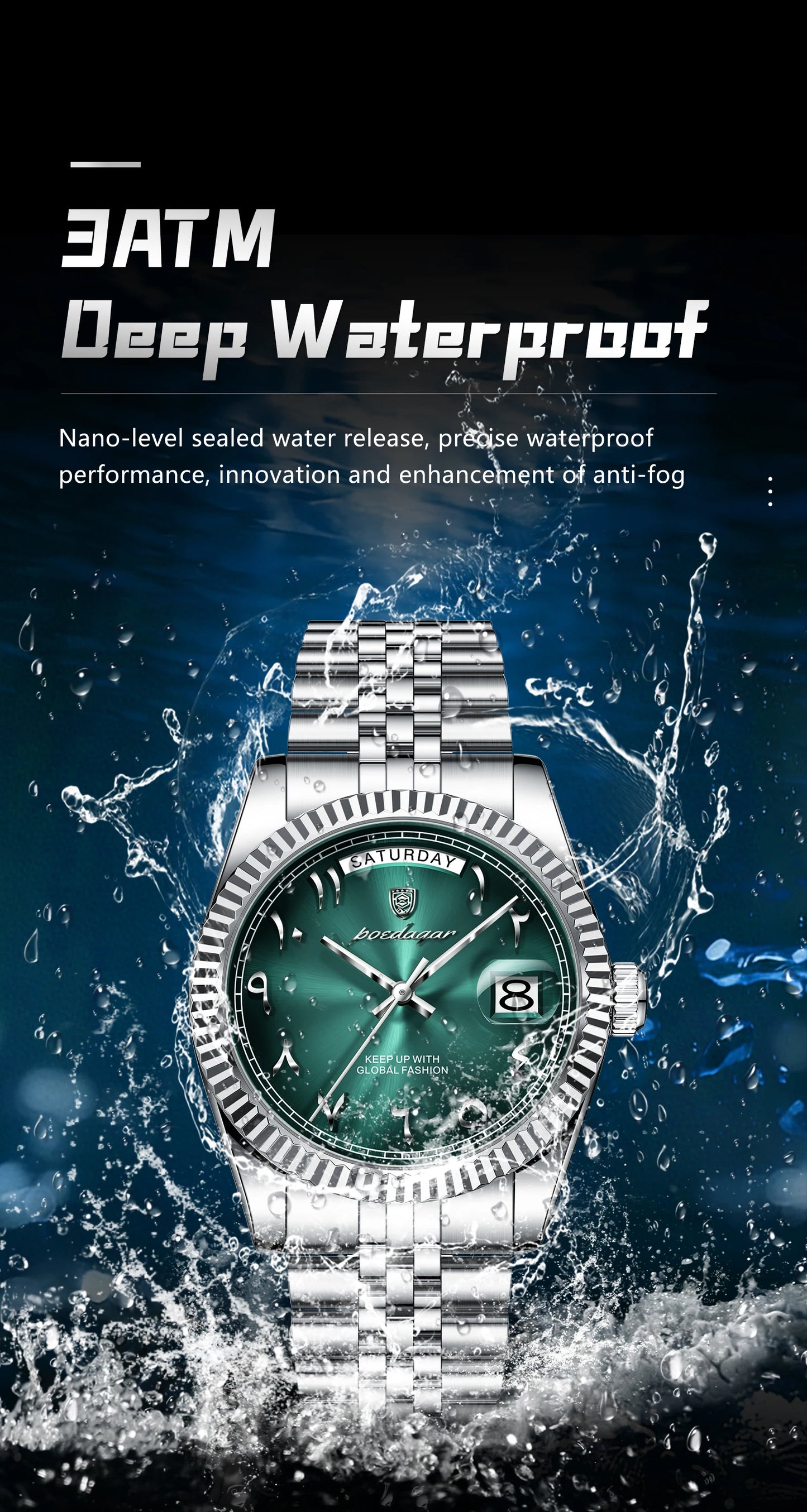 POEDAGAR Original Trendy Male Clock Waterproof Date Week Fashion Men's Watch Stainless Steel Luxury Quartz Watches For Men Reloj