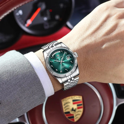 POEDAGAR Original Trendy Male Clock Waterproof Date Week Fashion Men's Watch Stainless Steel Luxury Quartz Watches For Men Reloj