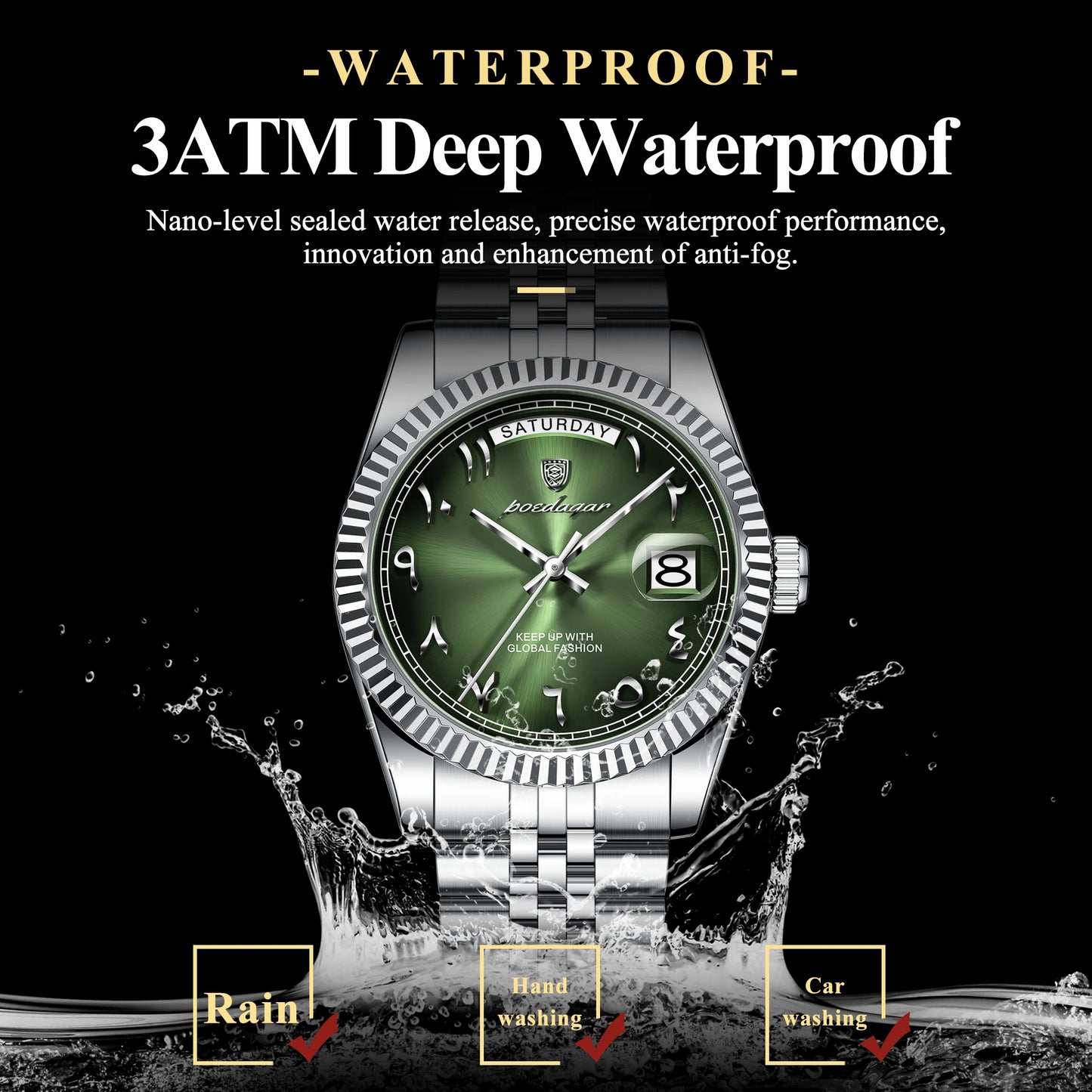 POEDAGAR Fashion High Quality Men Clock Waterproof Date Week Watch For Man Stainless Steel Luxury Quartz Men's Watches Reloj+Box