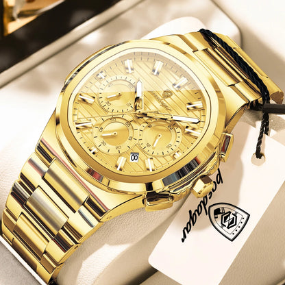 POEDAGAR Top High Quality Man Watch Luminous Waterproof Stainless Steel Men Clock Date Chronograph Quartz Business Men's Watches