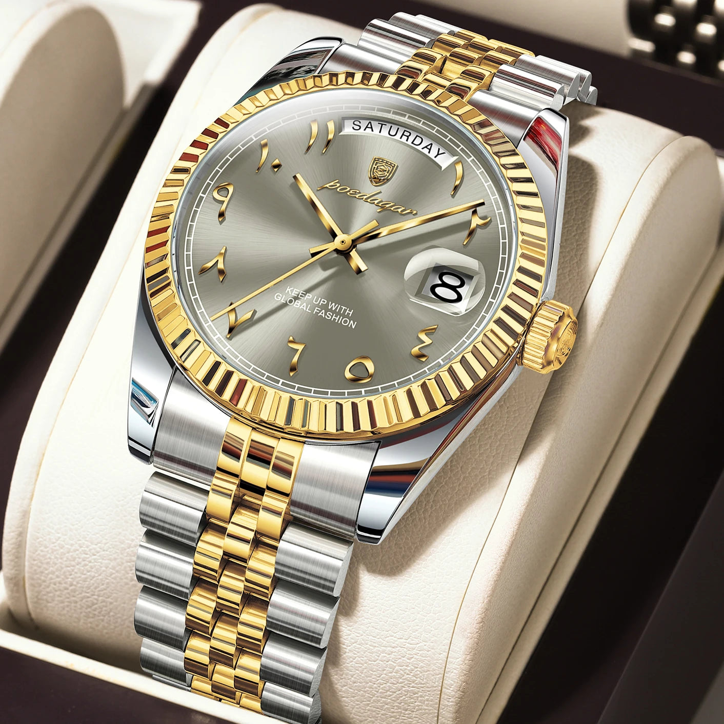 POEDAGAR Original Trendy Male Clock Waterproof Date Week Fashion Men's Watch Stainless Steel Luxury Quartz Watches For Men Reloj