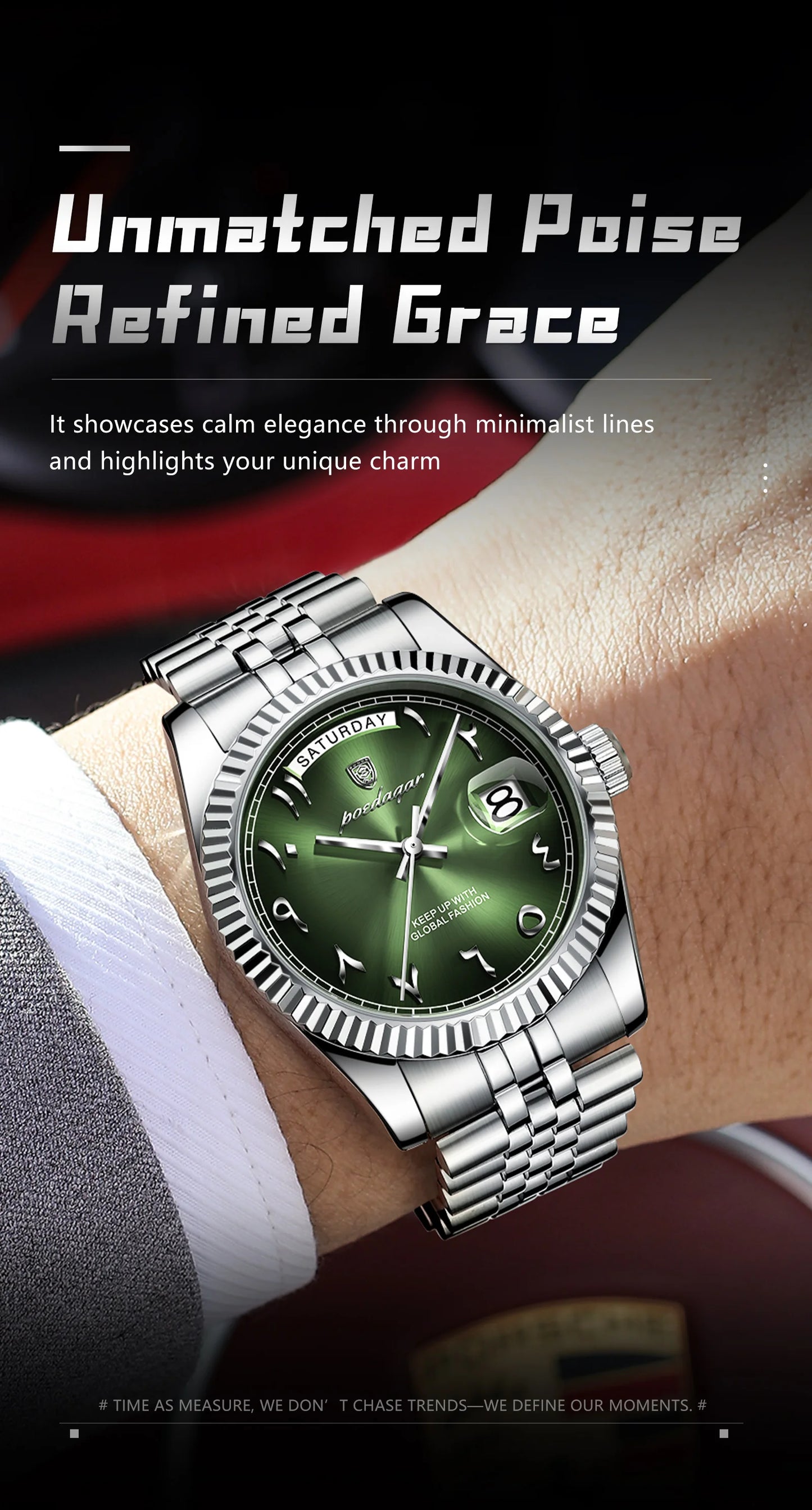 POEDAGAR Fashion High Quality Men Clock Waterproof Date Week Watch For Man Stainless Steel Luxury Quartz Men's Watches Reloj+Box