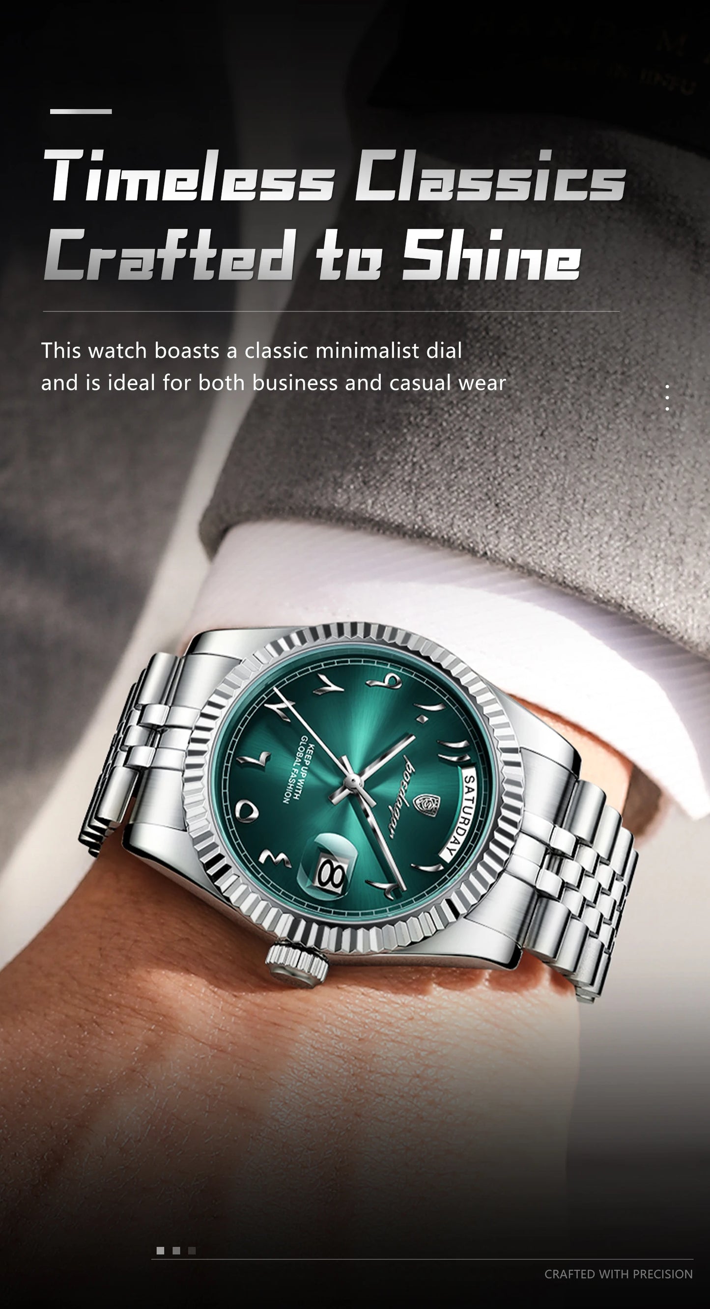 POEDAGAR Original Trendy Male Clock Waterproof Date Week Fashion Men's Watch Stainless Steel Luxury Quartz Watches For Men Reloj