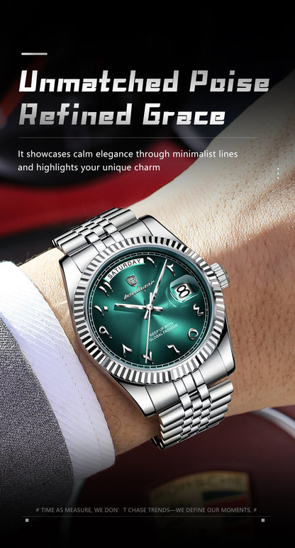 POEDAGAR Original Trendy Male Clock Waterproof Date Week Fashion Men's Watch Stainless Steel Luxury Quartz Watches For Men Reloj
