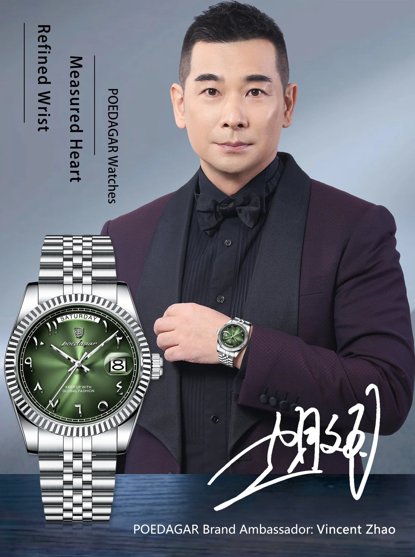 POEDAGAR Fashion High Quality Men Clock Waterproof Date Week Watch For Man Stainless Steel Luxury Quartz Men's Watches Reloj+Box