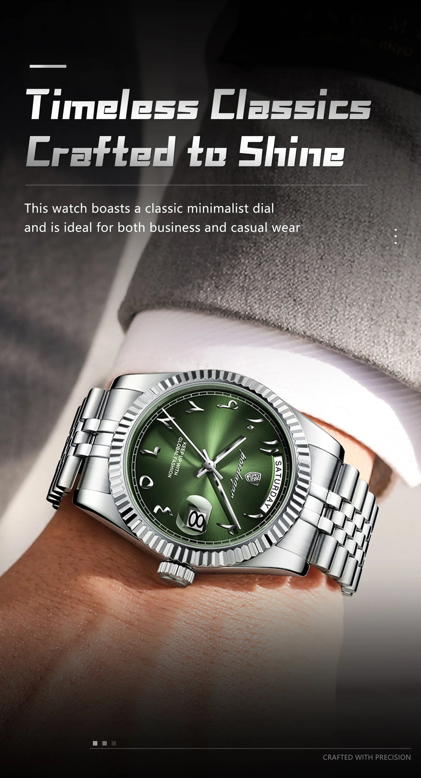 POEDAGAR Fashion High Quality Men Clock Waterproof Date Week Watch For Man Stainless Steel Luxury Quartz Men's Watches Reloj+Box