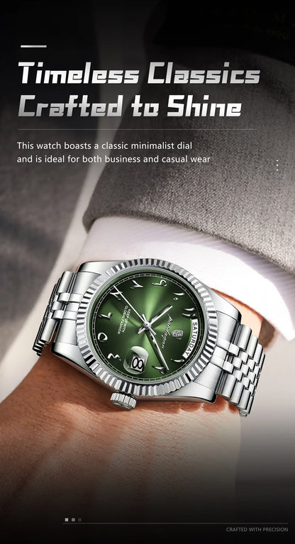 POEDAGAR Fashion High Quality Men Clock Waterproof Date Week Watch For Man Stainless Steel Luxury Quartz Men's Watches Reloj+Box