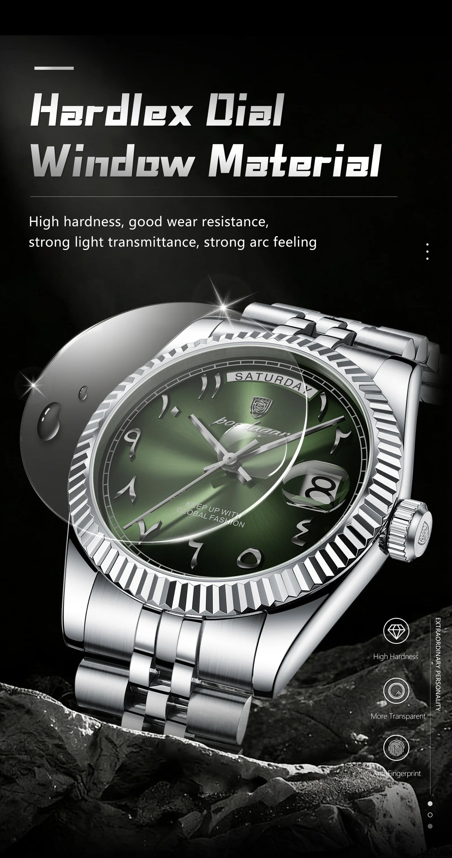 POEDAGAR Fashion High Quality Men Clock Waterproof Date Week Watch For Man Stainless Steel Luxury Quartz Men's Watches Reloj+Box