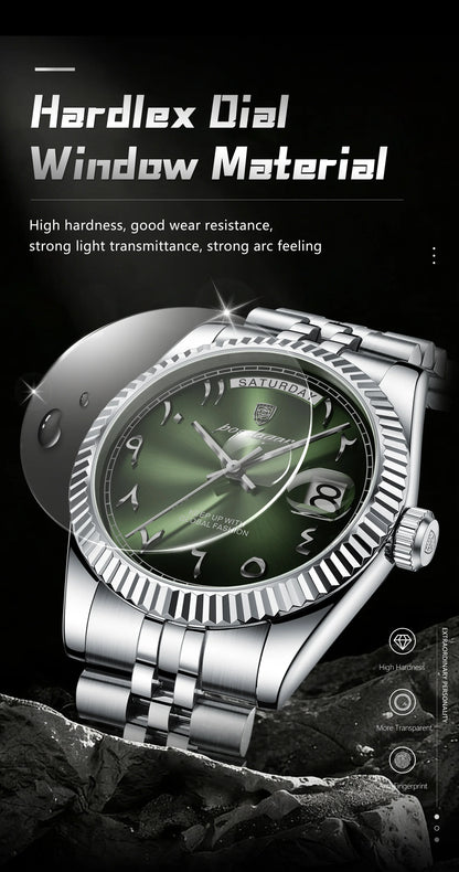 POEDAGAR Fashion High Quality Men Clock Waterproof Date Week Watch For Man Stainless Steel Luxury Quartz Men's Watches Reloj+Box