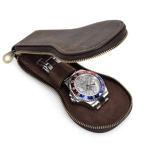 Vintage Leather Watch Travel Case